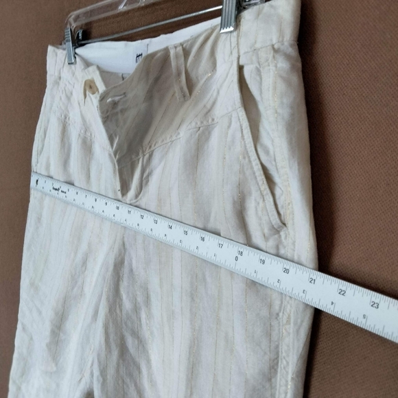 GAP White‎ Linen Pants Gold Stripe Girlfriend Chino Pants Size 12 Straight. - Picture 13 of 15